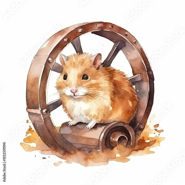 Fototapeta Beautiful Hamster Watercolor Clipart, Rodent Colored Design for Your Corporate and Business Graphic Resource or Creative Project, Ai Generative