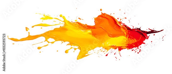 Fototapeta Vibrant splash of orange and yellow paint, evoking energy and creativity, ideal for artistic and dynamic backgrounds.