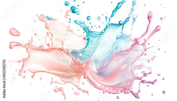 Fototapeta Vibrant splash of pink and blue paint creating a dynamic visual contrast, perfect for artistic and creative projects.