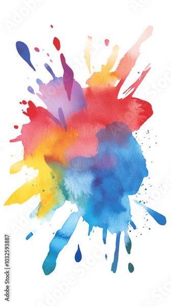 Fototapeta Vibrant watercolor splash showcasing a mix of colors. Perfect for artistic projects, backgrounds, and creative designs.