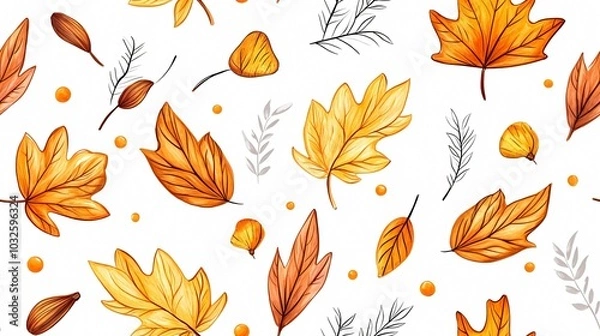 Obraz Vibrant Autumn Leaves Pattern: A Stunning Botanical Design for Seasonal Decor