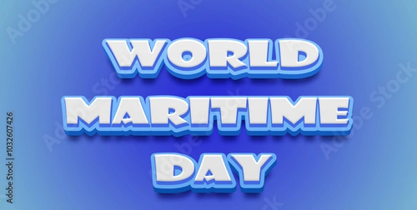 Obraz Happy World Maritime Day Text Effect on blue background
