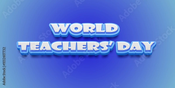 Obraz Happy World Teachers’ Day Text Effect on blue background