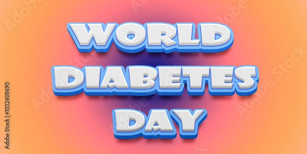 Obraz Happy World Diabetes Day Text Effect on blue background