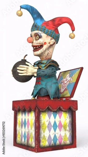 Fototapeta joker in the box with white background