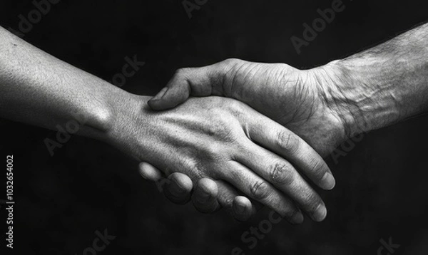 Obraz Two hands clasped in black and white.