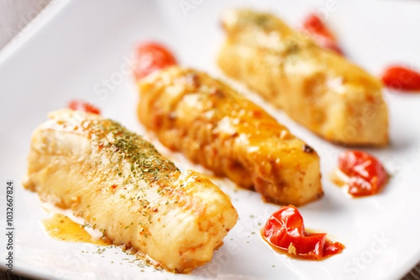 Fototapeta Cod Fillet with Aromatic Herbs