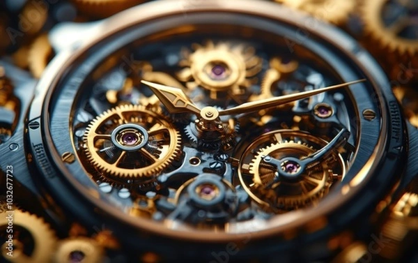 Fototapeta close up of a watch mechanism