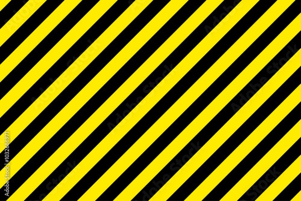 Obraz Abstract geometric striped texture. Warning yellow black diagonal stripes line. Stripe caution hazard, danger road sign symbol for road alert. Symbol of hazardous and radioactive substances. Vector