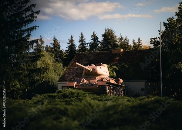 Fototapeta Kienitz Panzer Denkmal Oderbruch