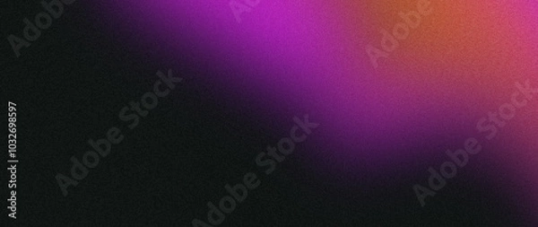 Fototapeta Color gradient background, orange purple black grain noise texture abstract design, copy space