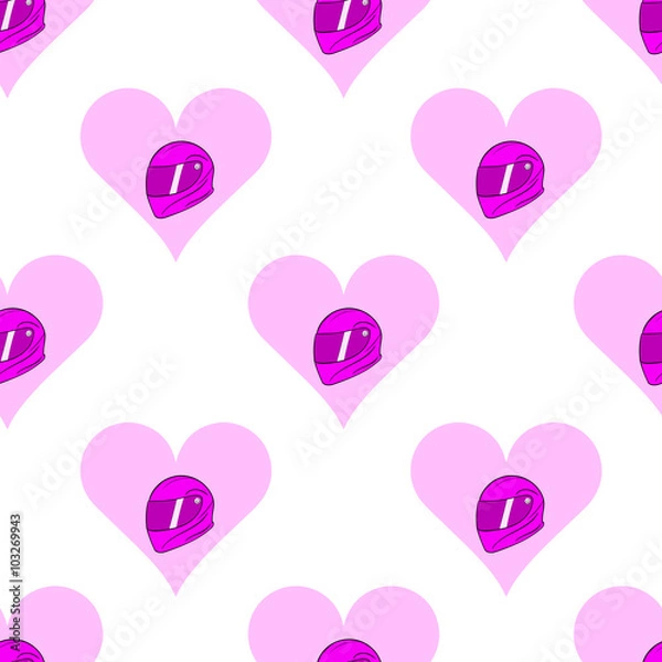 Fototapeta Seamless pink motorcycle helmets