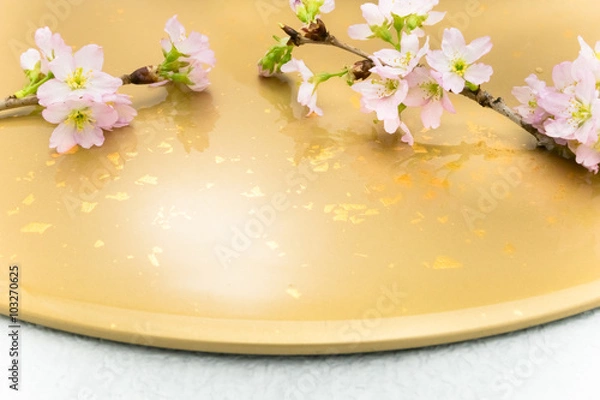 Obraz 桜　小枝　背景　金色