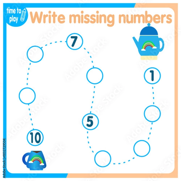 Fototapeta 
vector illustration of a children's math game on the theme “I can count.” Mathematical example: counting in order.