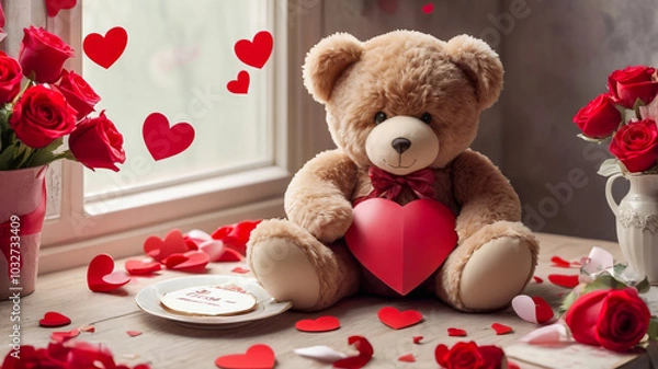 Fototapeta AI-generated image of Valentine’s Day theme, a celebration of love and affection