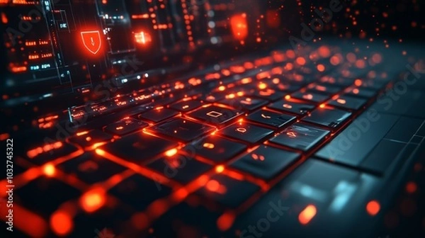 Fototapeta Futuristic Glowing Red Keyboard