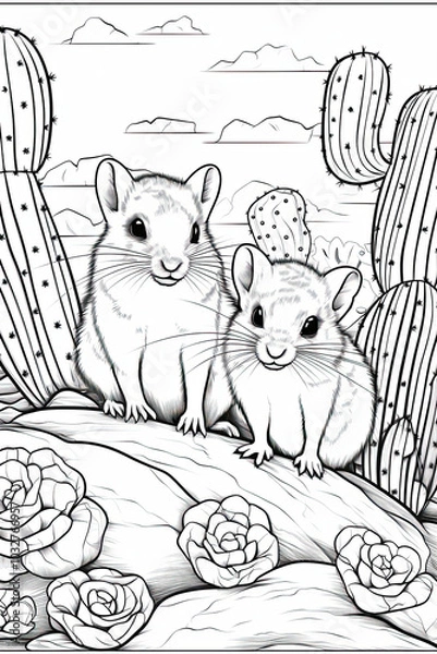 Fototapeta Beautiful Gerbil Coloring Page, Rodent Colouring Design for Your Corporate Books and Business Graphic Resource or Creative Project, Ai Generative