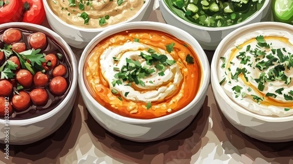 Fototapeta Minimalist Low Poly Hummus Divider Icons | Playful Game Asset Style Illustrations for Website Design