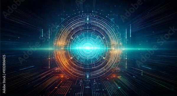 Fototapeta abstract technology background with circles