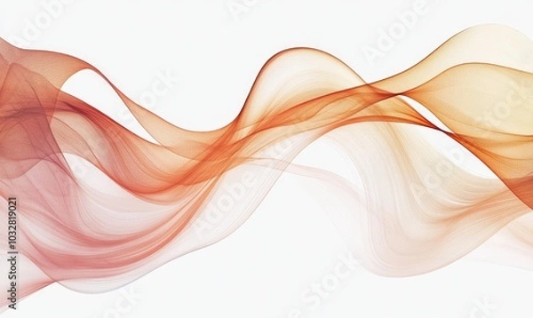 Fototapeta Warm-colored abstract smoke waves that evoke a sense of freedom and creativity on a clean white background