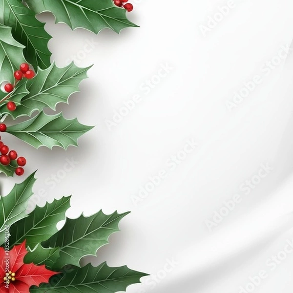 Obraz An elegant Christmas card with fir branches and room for a message in watercolor.