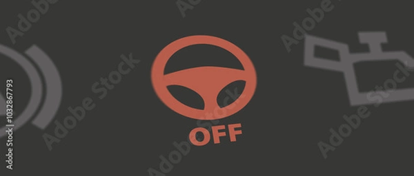 Fototapeta car dashboard with icon that indicates that the autopilot is switched off
