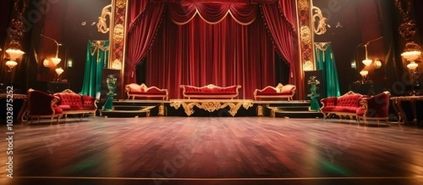 Obraz ゴージャスな赤色をメインとしたステージ。金色装飾とベロア素材でより豪華に。