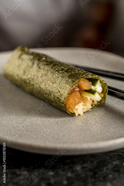 Obraz Vegan Sushi Tacos with Nori and Plant-Based Salmon and Tuna