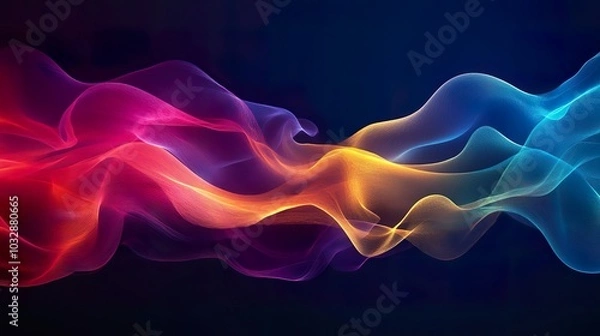 Fototapeta Abstract colorful waves on a dark background