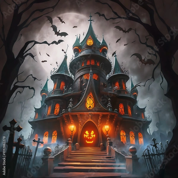 Fototapeta design Happy Halloween, Candies in the shape of pumpkins for Halloween, Generated with AI
