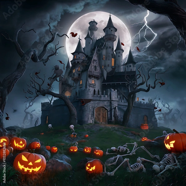 Fototapeta design Happy Halloween, Candies in the shape of pumpkins for Halloween, Generated with AI