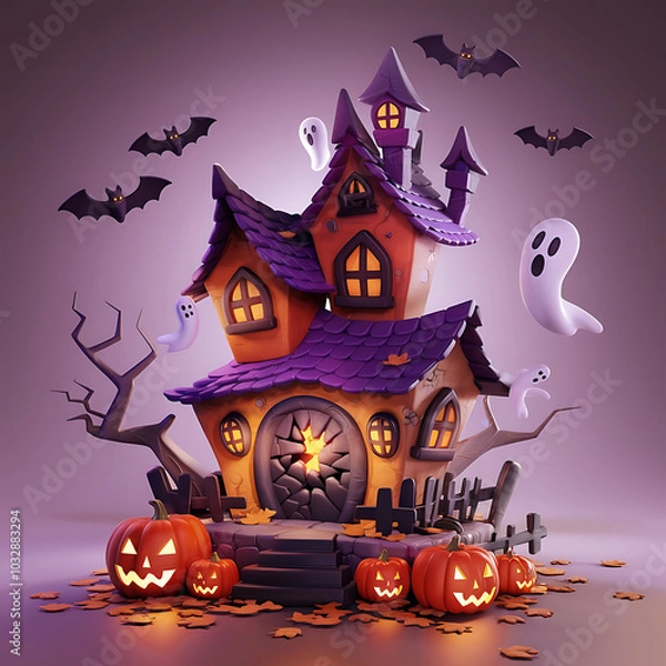 Fototapeta design Happy Halloween, Candies in the shape of pumpkins for Halloween, Generated with AI