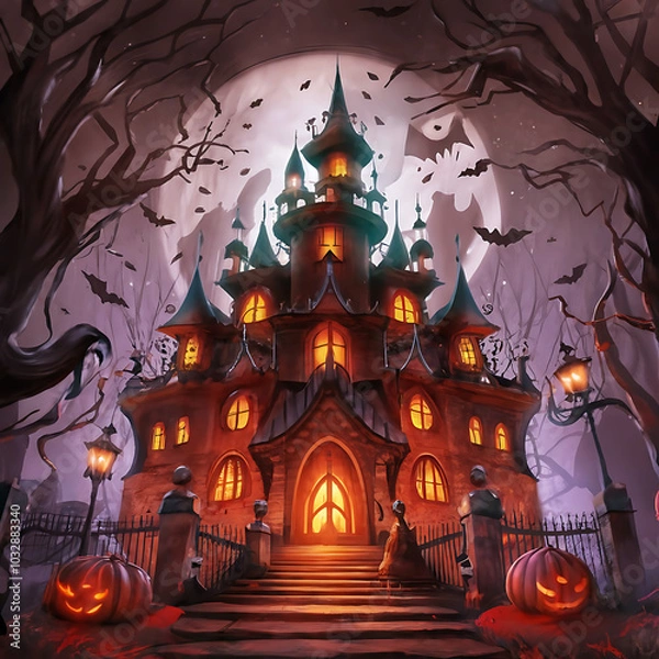 Fototapeta design Happy Halloween, Candies in the shape of pumpkins for Halloween, Generated with AI