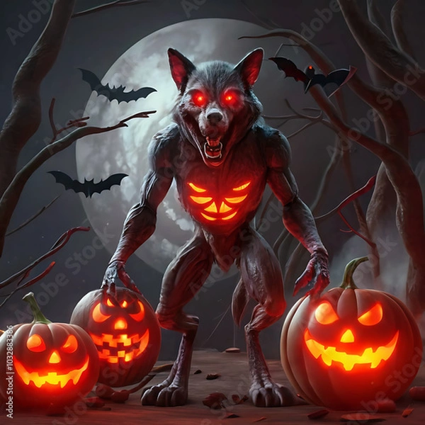 Fototapeta design Happy Halloween, Candies in the shape of pumpkins for Halloween, Generated with AI