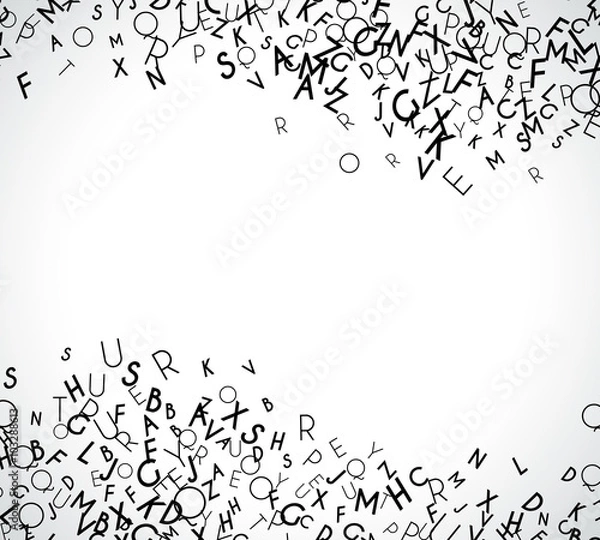 Fototapeta Abstract black alphabet ornament frame isolated on white background