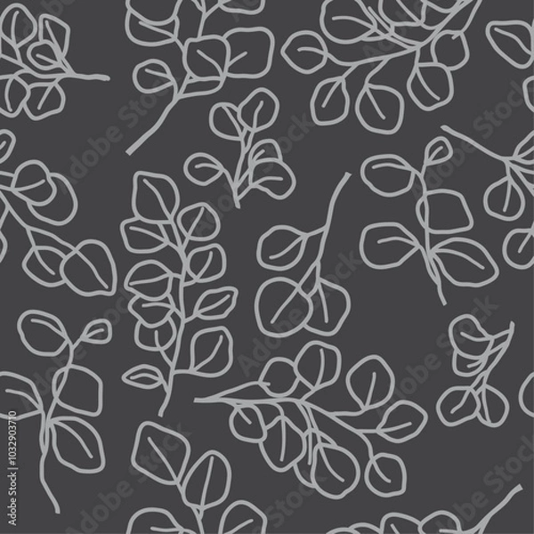 Fototapeta Seamless pattern of eucalyptus branches, background