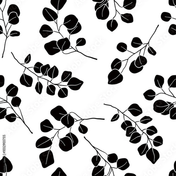 Fototapeta Seamless pattern of eucalyptus branches, background