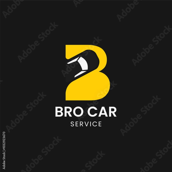 Obraz Letter B with car vector logo design. Fonts for automotive, vechile, logo, transportation, monogram and race. Alphabet label symbol for branding and identity.