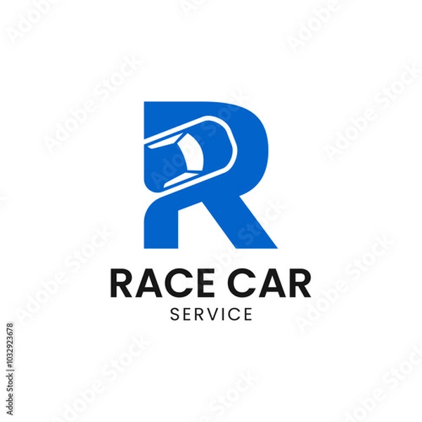Obraz Letter R with car vector logo design. Fonts for automotive, vechile, logo, transportation, monogram and race. Alphabet label symbol for branding and identity.
