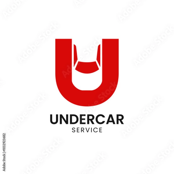 Obraz Letter U with car vector logo design. Fonts for automotive, vechile, logo, transportation, monogram and race. Alphabet label symbol for branding and identity.
