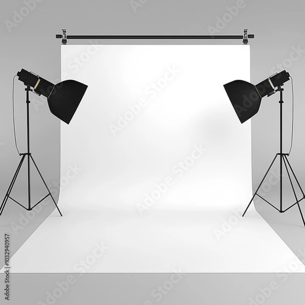 Obraz Bright White Studio Backdrop Showcased in Pristine Diffused Light