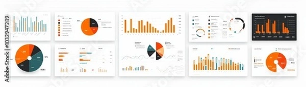 Fototapeta Vibrant Flat Design Charts for Project Management