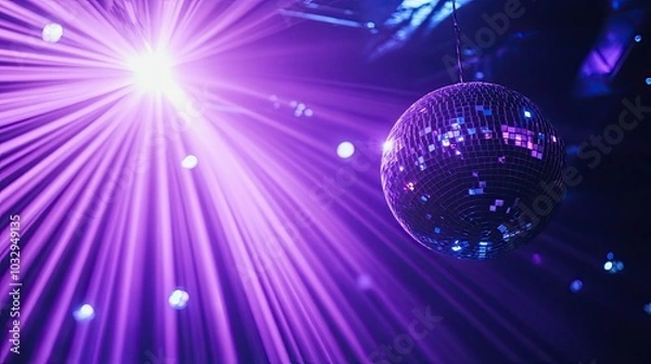 Obraz Shimmering Disco Ball Under Purple Lights