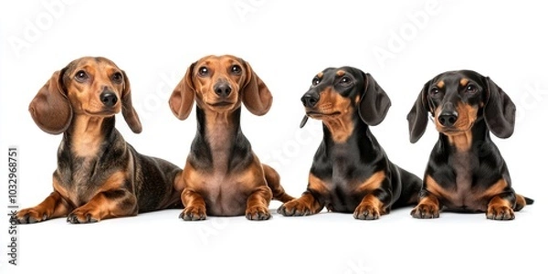 Fototapeta Adorable Dachshunds in a Studio