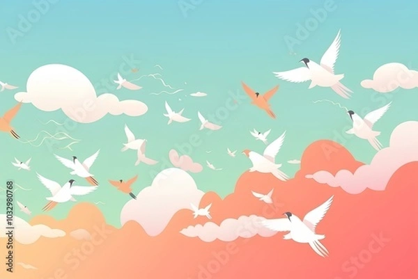 Fototapeta birds flying in the sky