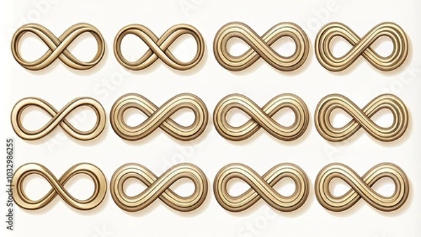 Fototapeta Vintage Style Infinity Symbol Set in Various Widths on a Clean White Background for Graphic Design and Illustrations