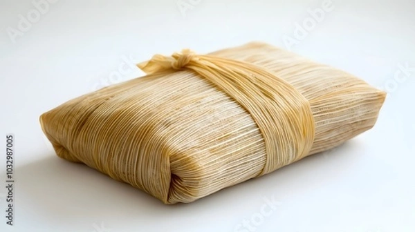 Fototapeta Homemade Wrapped Tamales Isolated on a White Background. 