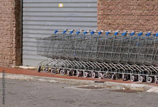 Fototapeta Shopping carts lined up
