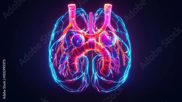 Fototapeta Futuristic Glowing Internal Human Organs Visual