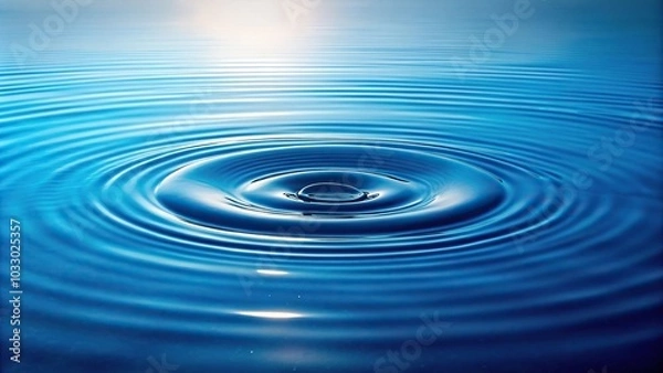 Fototapeta clear calm blue water surface with wave ring and ripple texture
